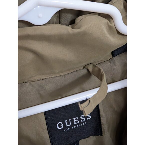 Guess Mid-Length Puffer Jacket Down Hooded Boys Sz 8 Patches Spellout - Picture 10 of 16